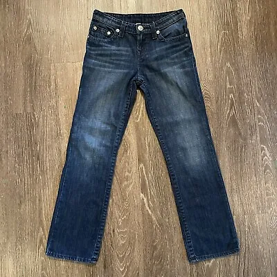 True Religion Jeans Girls Size 14 (28x28) Straight Leg Low Rise Dark Wash Denim • $13.46