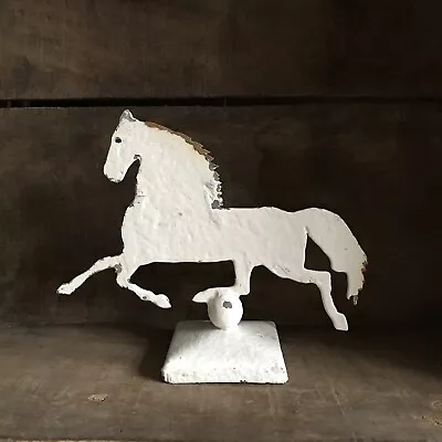 Galloping Horse Ornament Metal Shabby Chic French Rustic Antique Style White • £33