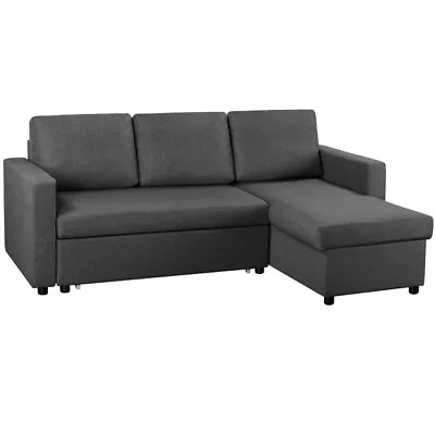 Sectional Sofa With Chaise L-Shaped Reversible Sofa Bed With Storage Dark Gray • £459.99