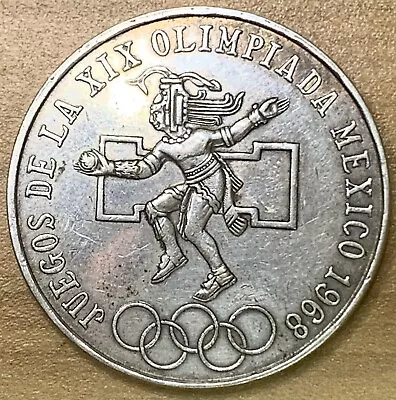 1968 Mexico 25 Pesos 0.72 Silver Olympic Commemorative Coin. Nice! *U57 • $13.13