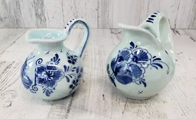 Vintage Delft Royal Delft Holland Creamers Pitchers Jugs Set Of 2 Small Windmill • $24.99