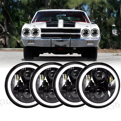 4PC 5 3/4  5.75  LED Headlights Hi/Lo Beam With DRL For Chevy Chevelle 1965-1970 • $119.99