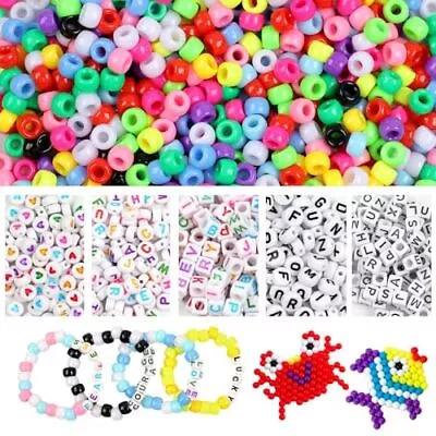 1300 Pcs Pony Beads Colorful Pony Beads Bulk Oblate Round And Cube Letter • $7