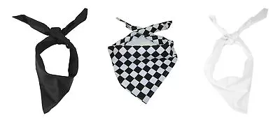 Chefs Neckerchief Bandana Polycotton Black White Scarf Headscarf Headband 1 Or 5 • £3.45