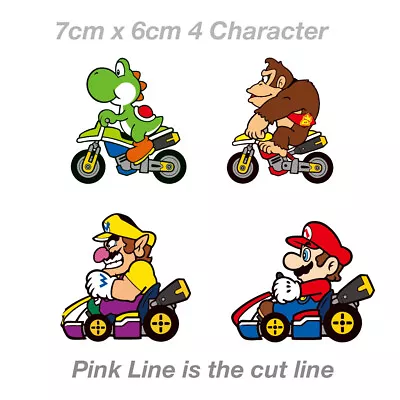 Super Mario Go Cart Pack Of 4 - Nintendo Super Mario Brothers Pack  Sticker  • $9