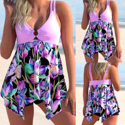 £4.79 • Buy 2PCS Ladies Tankini Swimsuit Set Swim Dress Boyshorts Swimwear Swimming Costume