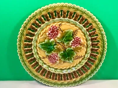 Antique Majolica Reticulated Grapes And Leaves Plate C.1800's • $65