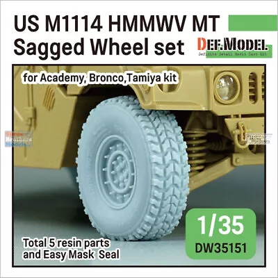 DEFDW35151 1:35 DEF Model US M1114 HMMWV MT Sagged Wheel Set (TAM/ACA/BNC Kit) • $24.79