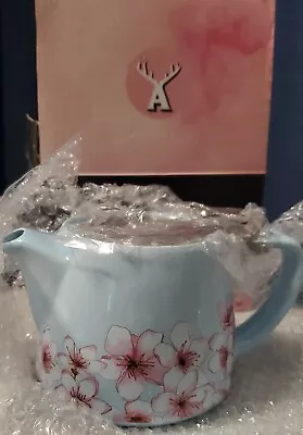 Alfred Ceramic And Stainless Steel Tea Pot Blue With Pink Floral Design • $10