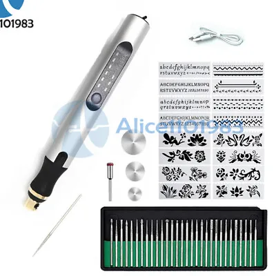 Electric Engraver Pen & Drill Set Mini Grinding Machine Rechargeable Rotary Tool • $21.54
