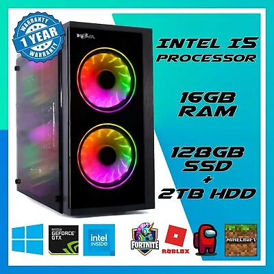 Ultra Fast Gaming PC | 16G RAM 128GB SSD + 2TB HDD | Intel Core I5 NVIDIA GTX • £489.99