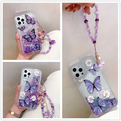 New Liquid Quicksand Butterfly Flower Bracelet Gel Covers For Various Phone Case • $8.71