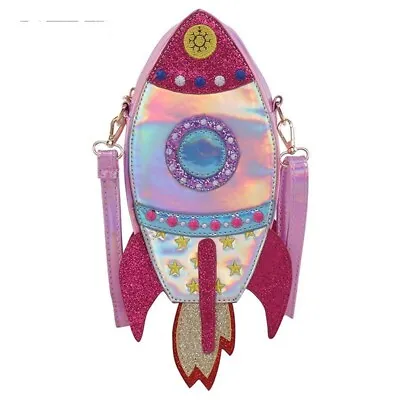 $27.99 • Buy Laser Rocket Shaped Women Purses Shoulder Bags Removable Strap Faux Leather Made