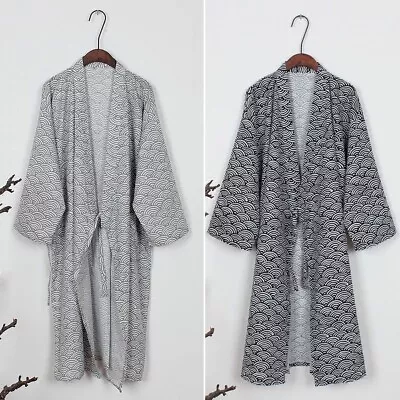 Soft And Lightweight Men's Japanese Cotton Kimono Yukata Robe For Nightwear • £28.15