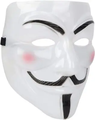 $12.89 • Buy 2pk Anonymous Hacker V For Vendetta White Masks Halloween Cosplay FAST SHIP! F54