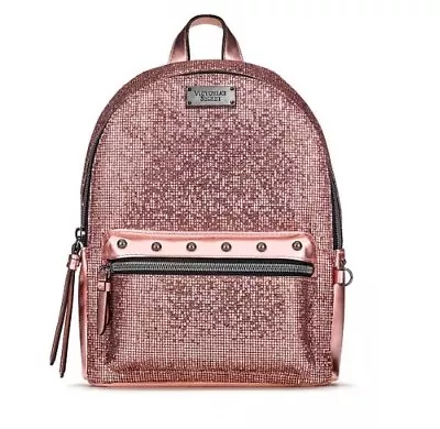 NEW Victoria Secret Metallic Bling Chain Mini City Backpack SEXY Rose Gold Bag • $49.95