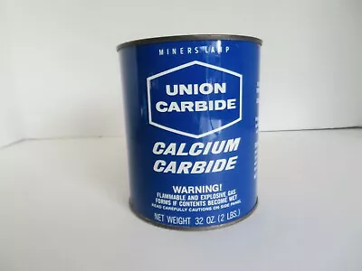 Vintage Can Miners Lamp UNION CARBIDE Calcium Carbide 2# Size Unopened • $49.99