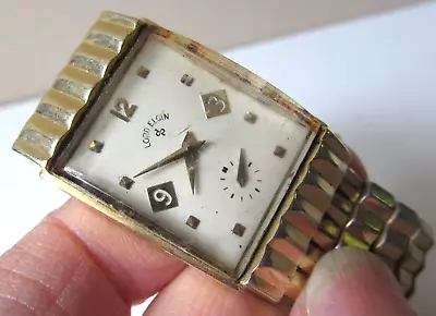 Vintage 1940s ART DECO Gold Filled LORD ELGIN Men's WRIST WATCH JB Champion BAND • $55