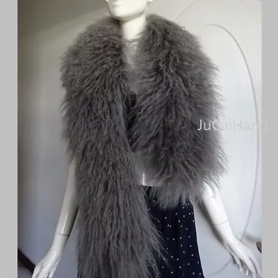 Women's Mongolian Sheep Fur Scarf Long Fur Collar Wool Fur Shawl - Customized • $59.77