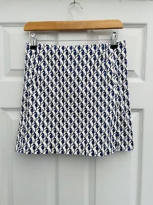 J.CREW White & Blue Seahorse Print 100% Cotton Short Mini Skirt Sz 8 Mint Cond • $31.10