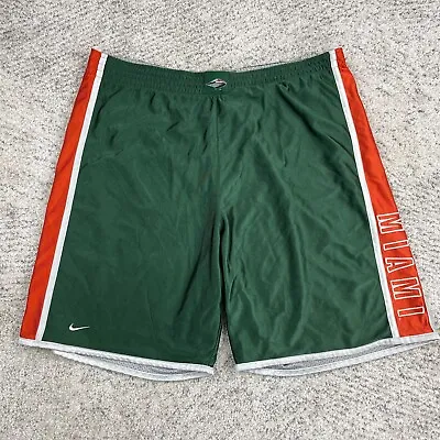 VTG Miami Hurricanes Shorts Mens XL XXL Nike Team Dazzle Reversible Green White • $26