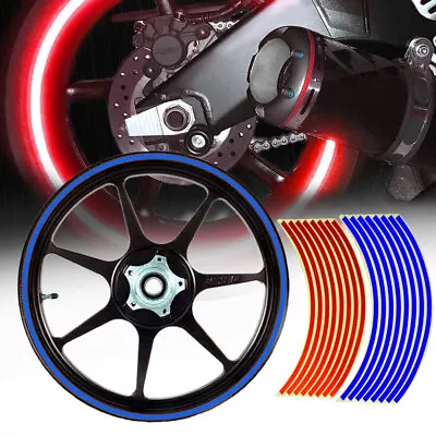 16 Strips Reflective Car Rim Wheel Tape Stickers Decal Stripe For 18  Wheel Hub • £3.19