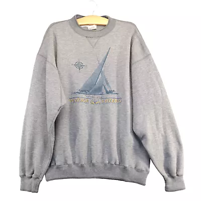 BAC Premier Men's Cape Cod Vintage Sailing Sweatshirt Gray Large Crew Neck • $25