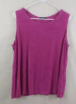 Vikki Vi Womens Top 1X Sleeveless Pink Travelers Acetate Packable Easy Care • $17.32