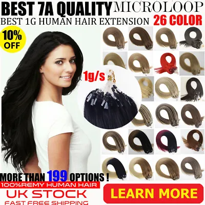 14 -24  Micro Easy Loop Ring Beads Remy Human Hair Extensions 1G 50S 100S UK • £40