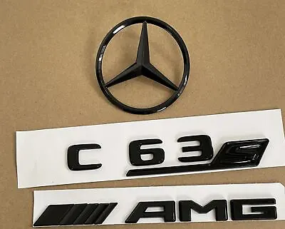 Gloss Black C63s AMG Star Trunk Badge Sticker Emblem Badge For C63s Coupe C205 • $84.95