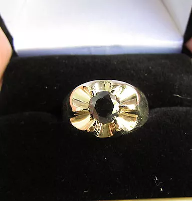 Mens 10K Yellow Gold Belcher Style 1.33 Carat Black Diamond Ring Size 10.65 • $599.99