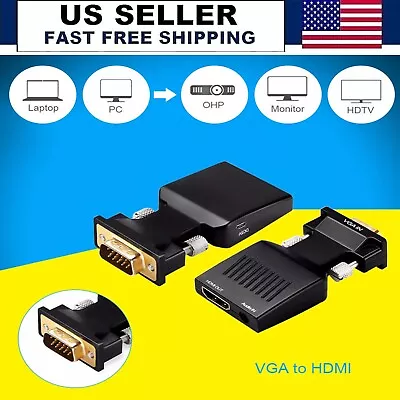 VGA To HDMI Adapter Full HD 1080P Audio Video Converter Laptop PC To TV HDTV AV • $4.97