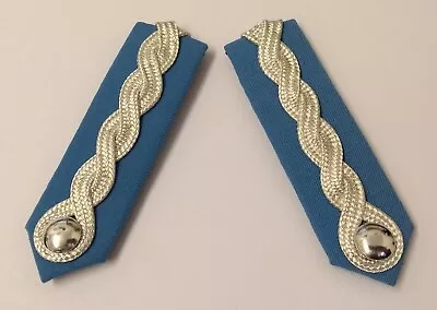 Collar Tabs Light Blue Air Force Silver Braid And Plain Buttons Press-stud Fit • $32.24