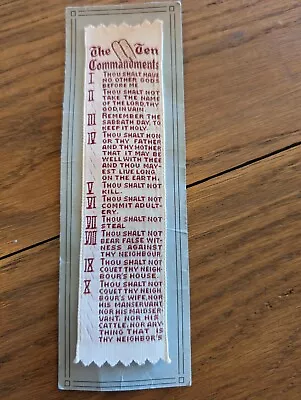 1 Vintage Woven Bookmark From Quality Weaving Phila. PA The Ten Commandments.  • $2