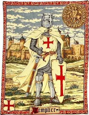 Templier Knights Templar 18  X 22  Fully Lined Belgian Tapestry Wall Hanging • $85.53