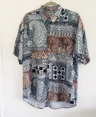 Passage Shirtmakers Multicolor Island Style Button Up Short Sleeve Shirt Size L • $11.97