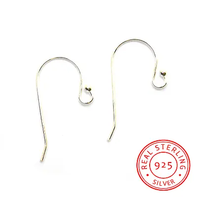 10 Sterling Silver 925 Earring Hooks 19mm X 10mm Hole 1mm Jewellery Find P00166S • £11.29
