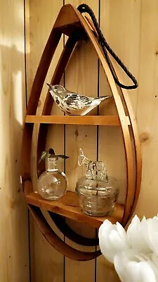 Vintage 21  MEDIUM Bent Wood Teardrop 2 Shelf MCM Hanging PLANT Stand BOHO Look! • $99.95