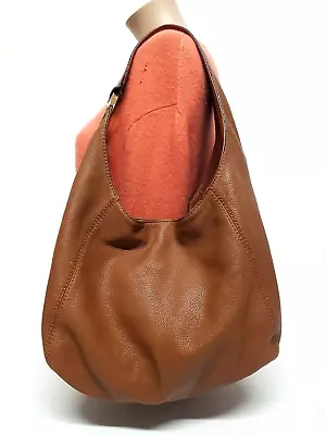 Michael Kors Fulton Tan Brown Pebbled Leather Hobo Shoulder Handbag • $45