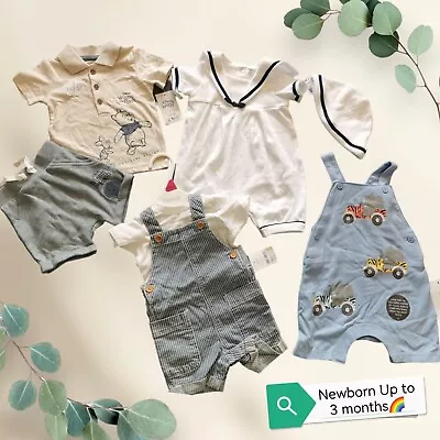 Newborn Unisex Baby Boy/Girl 0-3Months Short DungareesSet Clothes Bundle BNWT 🌈 • £20