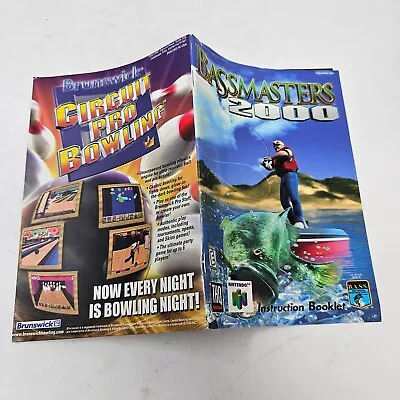 Bass Masters 2000 N64 Nintendo 64 Manual Instruction Book ONLY - Very Good • $16.95