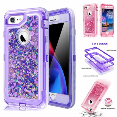 $11.99 • Buy For IPhone 8 7 6s 6 Plus Case Shockproof Heavy Duty Tough Liquid Glitter Cover