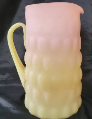 Vintage Murano Burmese  Satin Glass 95  Pitcher Thumbprint Hand Blown Antique  • $129.99