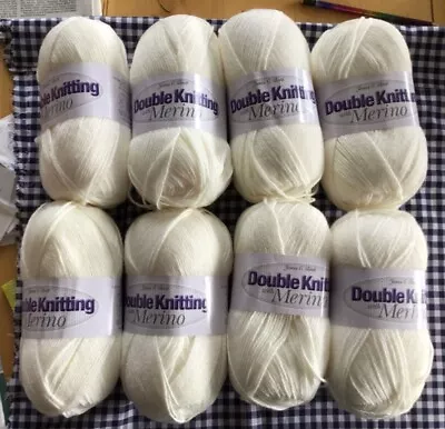 DK Wool With Merino James C Brett White 8 X 100g Balls 70% Acrylic/10% Merino • £0.99
