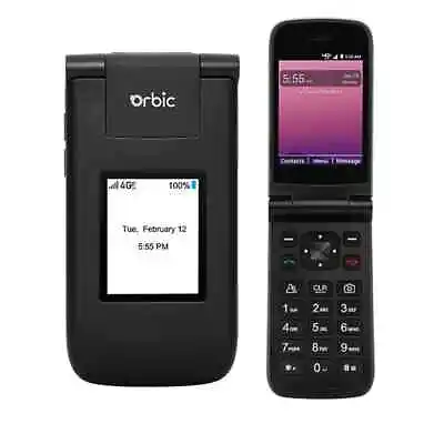 ORBIC Journey V RC2200L Postpaid 4G LTE Flip Phone Black (Unlocked) - PRISTINE • $33.99