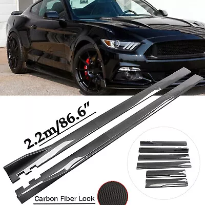 86.6“ Carbon Fiber Side Skirt Rocker Panel Splitter Lip For Ford Mustang • $79.99