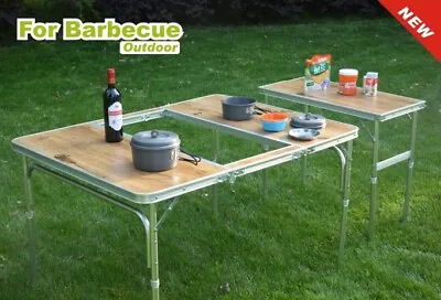 Camping Table Folding Outdoor Picnic BBQ Table Aluminium Light - 24HR Delivery • £19.95
