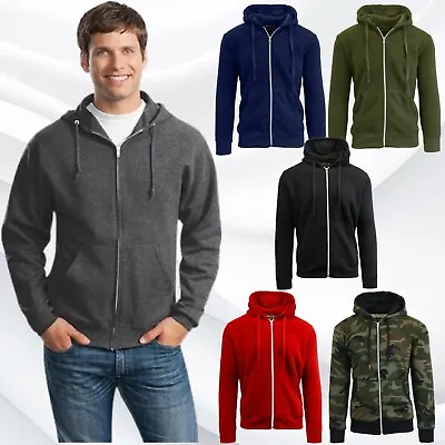 Mens Fleece-Lined Zipper Hoodie Slim-Fit Lounge Warm Jacket Sweater NEW (S-5XL) • $17.99