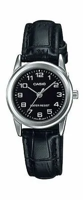 Casio Ladies Watch LTP-V001L-1B Stainless Steel Case Leather Band Japan Movement • $42