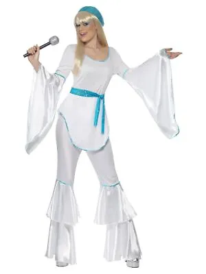 £25.99 • Buy NEW Super Trooper Whit & Blue Abba Mamma Mia 70's Ladies Fancy Dress Costume